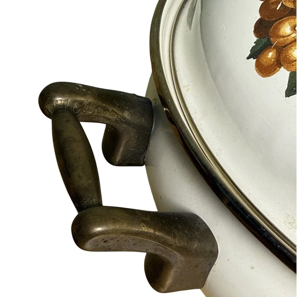 Vintage Tabletops Unlimited Kensington Garden Fruit Dutch Oven Pot w Lid Tuscan
